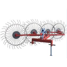 Грабли-ворошилки (Солнышко) 4-х колесные красно-серые на мототрактор